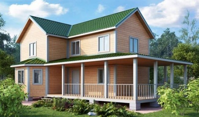 Каркасный дом 7х13 с террасой, 182 м2, проект КД-423