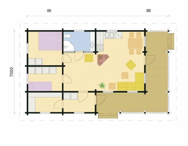 Каркасный дом 7х13 с террасой, 91 м2, проект КД-422