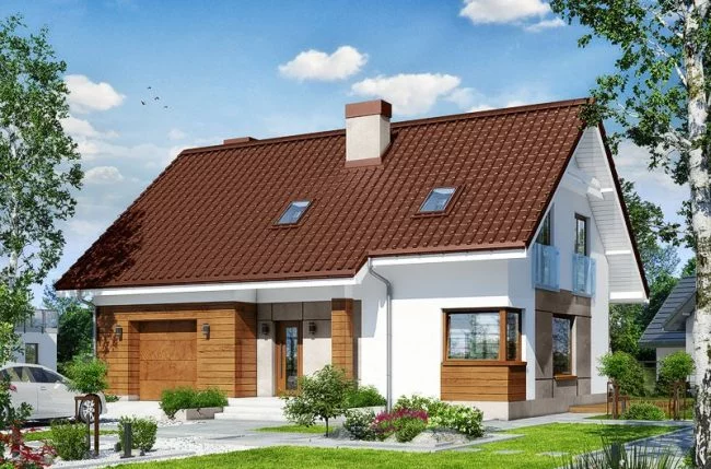 Дом из газобетона 10х12 с мансардой и гаражом, 204 м2, проект ГБД-262