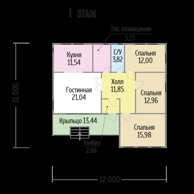 Дом из газобетона 11х12, 132 м2, проект ГБД-398