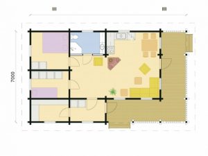 Каркасный дом 7х13 с террасой, 91 м2, проект КД-422