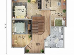 Каркасный дом 8х14, 224 м2, проект КД-422