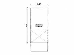 Каркасный гараж 3х6, 18 м2, проект ГР-5