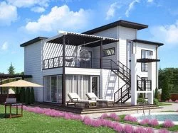 Дом из бруса 13х13 с террасой, 338 м2, проект БД-289