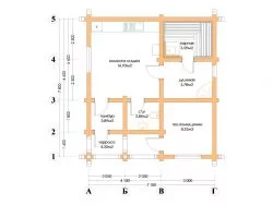 Баня из бревна 7х8 с террасой, 56 м2, проект ОББН-152