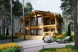 Строительство квадратного дома из клееного бруса в Москве