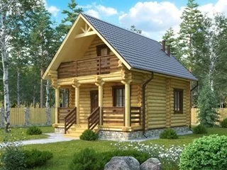 Проекты бань из бревна с террасой